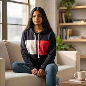 Tommy Hilfiger Flag Hoodie Sweatshirt 🇺🇸
Women's Size Small | Navy Blue